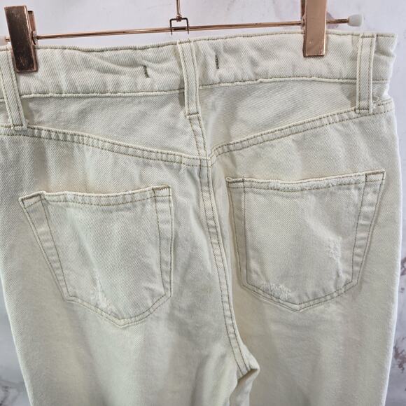 Free People Jeans Womens 27 Cream High Rise Boot Button Fly Distressed Rigid - Picture 6 of 13